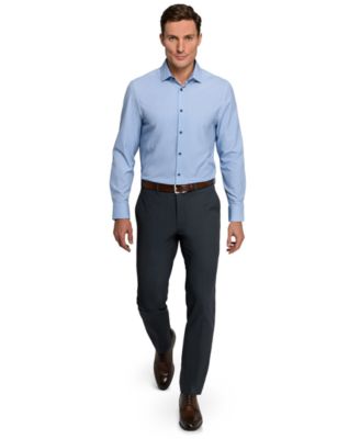 Men's Spread Collar Plaid Dress Shirt