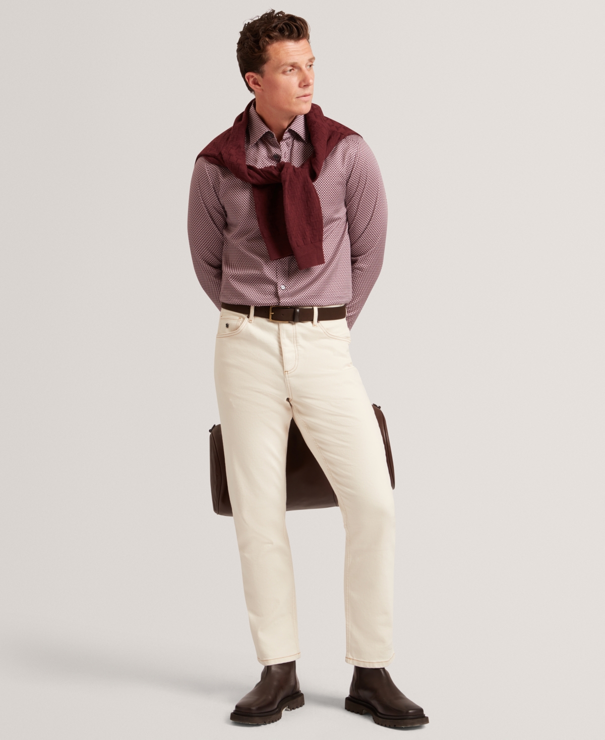 Ted Baker Men's Jozef Slim Mini Geometric Print Long Sleeve Shirt