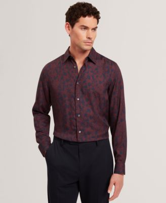 Ted Baker - Men's Akselle Regular Fit Tonal Floral Print Long Sleeve Shirt