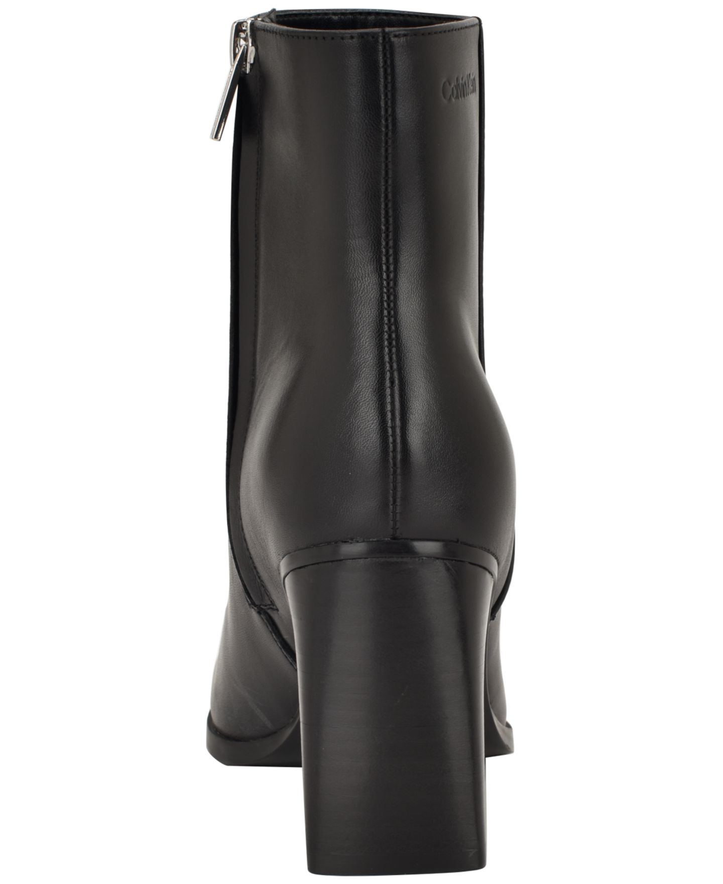 Женские ботинки Calvin Klein Dezzi High Block Heel Booties, цвет: Чёрный кожаный — фото 3