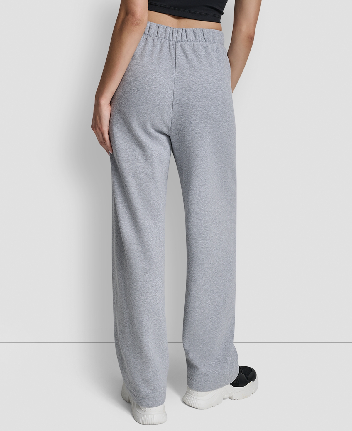Dkny Women's Flocked Logo Boyfriend Open Leg Pants In Gray