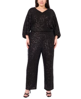 Plus Size Sequined Pull-On Flare Pants