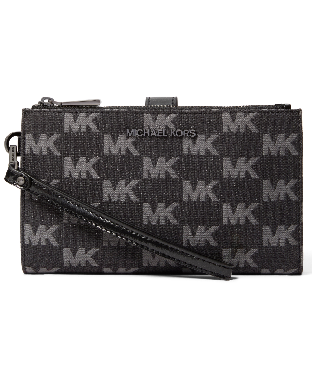 Michael Kors Michael  Jet Set Double Zip Wristlet In Black