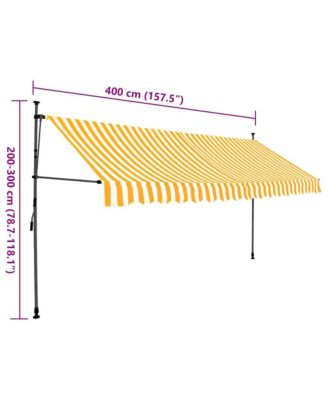 Retractable Awning White and Orange Polyester with PU coating