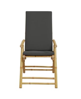 Folding Patio Reclining Chairs 2 pcs with Cushions Bamboo