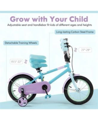 Kids Bike with Adjustable Handlebar and Saddle Purple-14 Inches