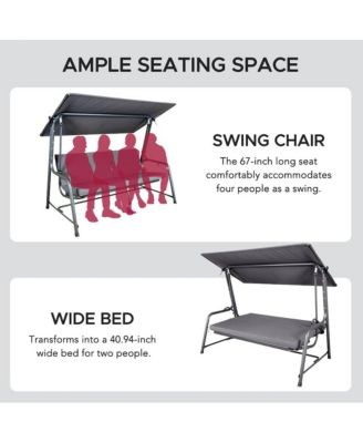 4-Seat Luxury Swing and Bed with Elastic Metal Mesh Seat