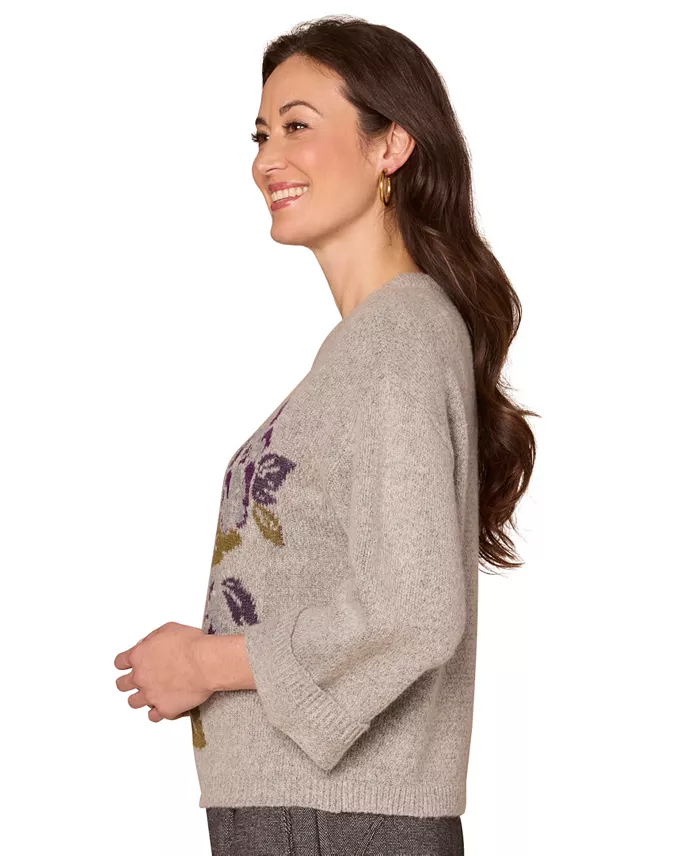 Petite Floral Jacquard Sweater - thumbnail 2