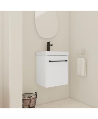 Floating WallMounted Bathroom Vanity with Ceramic Sink For Small Bathroom
