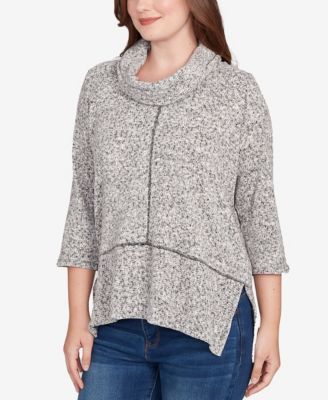 Petite Cowl Neck Space Dye Chenille Knit Top