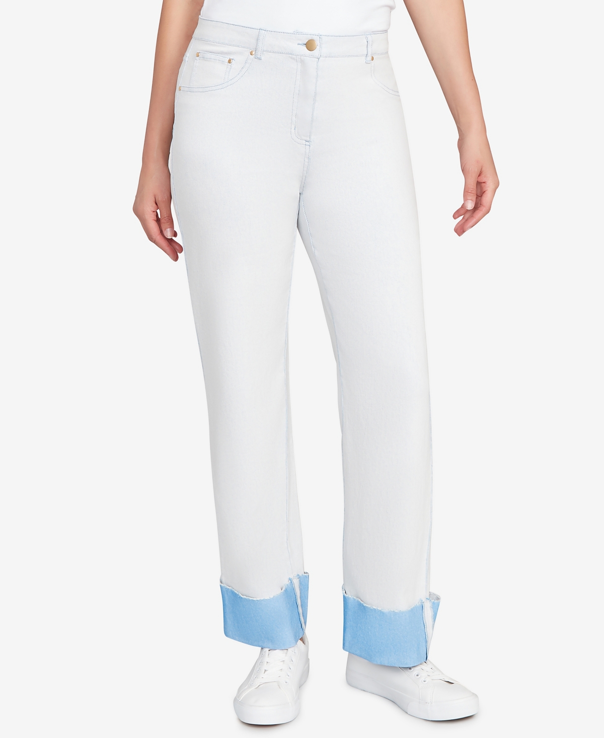 Ruby Rd. Petite Cuffed Pull-on Fly Pants In White