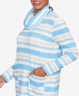 Petite Ribbed Stripe Patch Pocket Knit Top