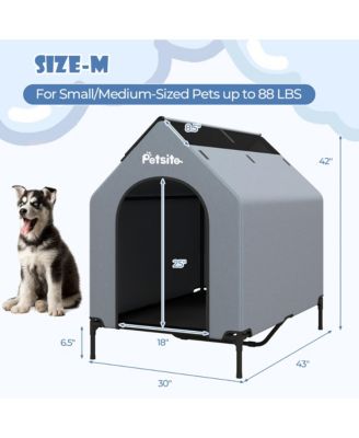 43'' Elevated Dog House for Small Breeds Large Pet House w/ Ventilated Windows