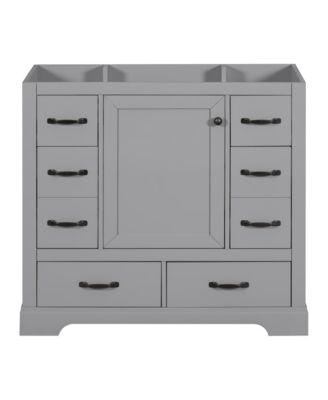Bathroom Vanity Cabinet Base Only Six Drawers Adjustable Shelf Grey