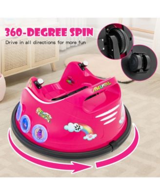 12V Electric Ride On Car with Remote Control and Flashing LED Lights-Pink