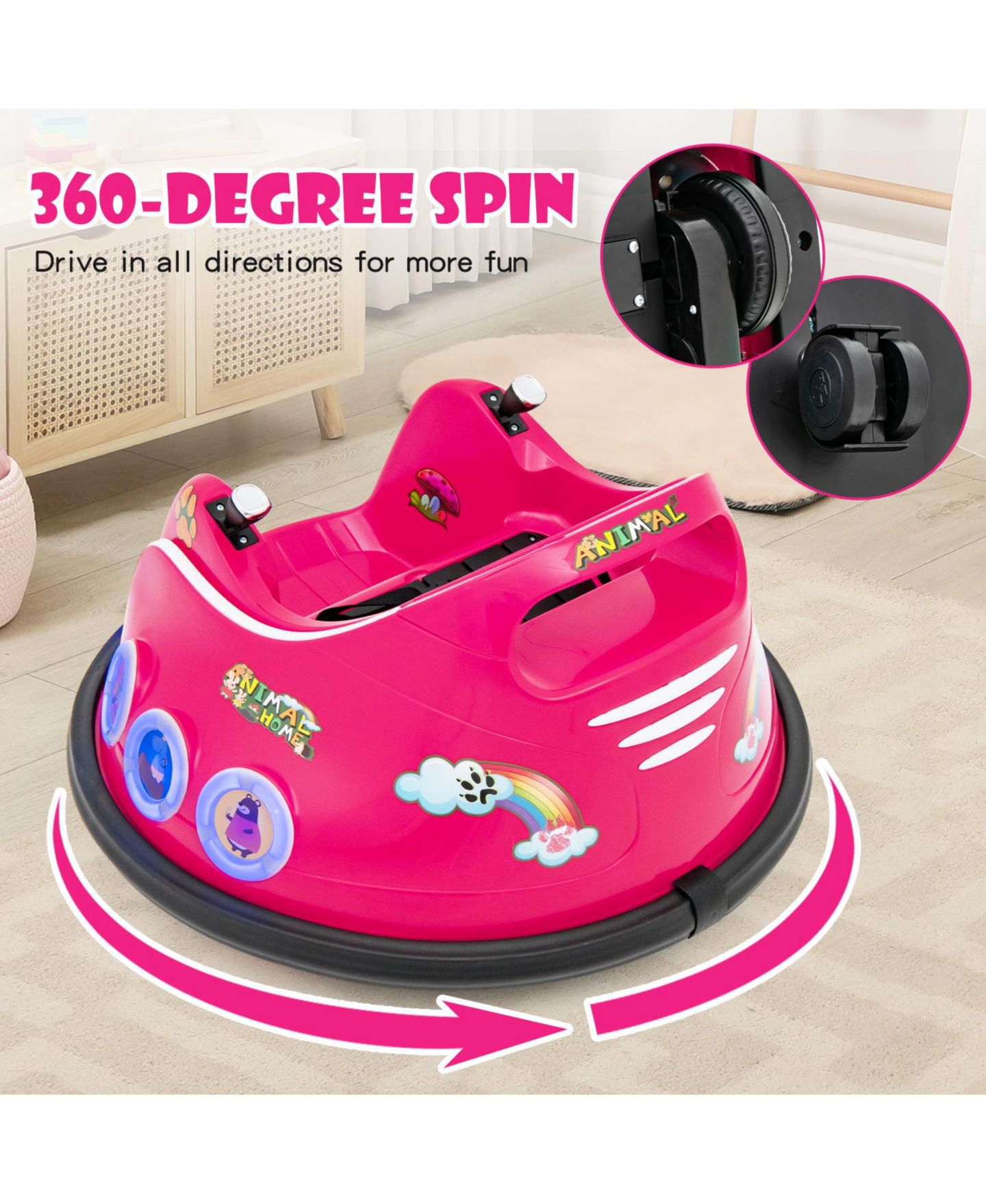 Детская игрушка HONGGE Electric Remote-Control LED Ride-On Car, цвет: Розовый — фото 2