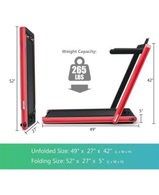 2.25HP 2 in 1 Folding Treadmill with APP Speaker Remote Control-Red