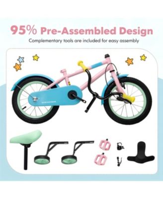 Kids Bike with Adjustable Handlebar and Saddle Pink-14 Inches