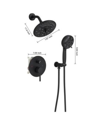 Single-Handle 1-Spray Round Rain Shower Faucet Set with Rain Shower Head & Hand Shower in Brushed Nickel (Valve Included)