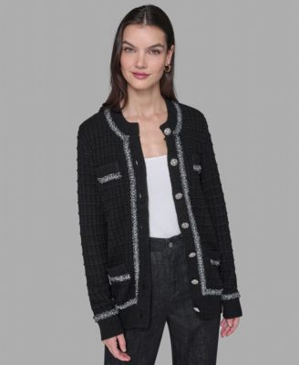 KARL LAGERFELD PARIS - Petite 4-Pocket Crewneck Cardigan Sweater