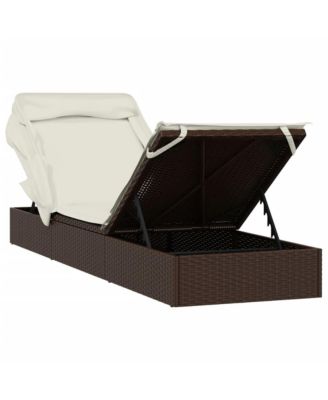 Sunbed Brown PE Rattan, Powder-Coated Steel 83.9x24.8x38.2 in