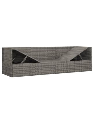 Outdoor Lounge Bed Grey Poly rattan, powder-coated steel, fabric