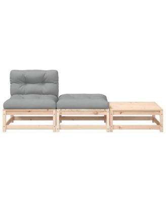 Patio Sofa Gray, Natural Wood