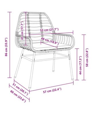 Garden Chair Black PE Rattan Standard size for adults