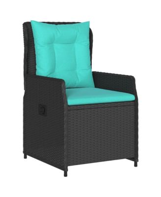 Reclining Patio Chair Black PE rattan Medium Adjustable Feet
