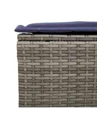 Garden Sofa Set Grey, Navy blue PE rattan and powder-coated steel