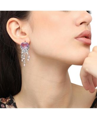 Heart-Stone Drop Earrings