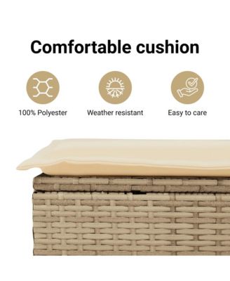 Garden Sofa Beige PE Rattan Two-seater Adjustable Feet