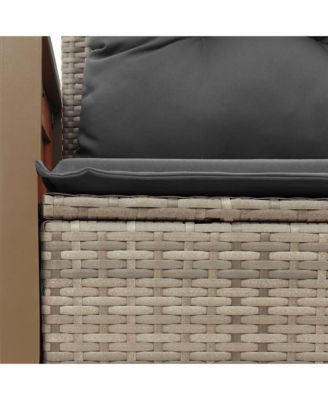 Garden Sofa Grey PE rattan, powder-coated steel, solid acacia wood