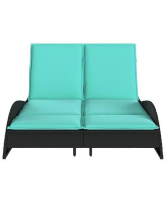 Sun Lounger with Cushions Black 44.9"x80.7"x28.7" Poly Rattan