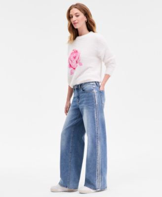 Juniors' Ultra 90s Metallic-Stripe Jeans