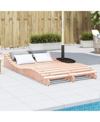 Sun Lounger Natural Wood Solid Douglas Wood Large