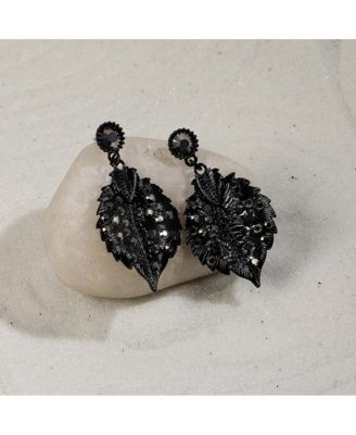 Embellished Leaf Drop Earrings