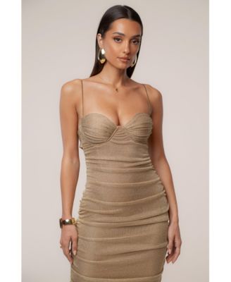 Women's Ruched Metallic Maxi Dress