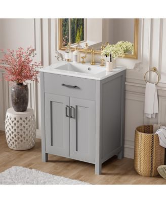 Solid Wood Bathroom Vanity Base Cabinet with Drawer