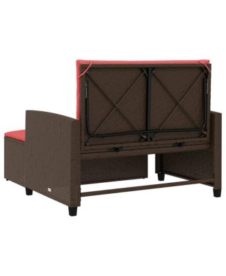 Patio Sofa Brown and Red Poly Rattan 2-Seater