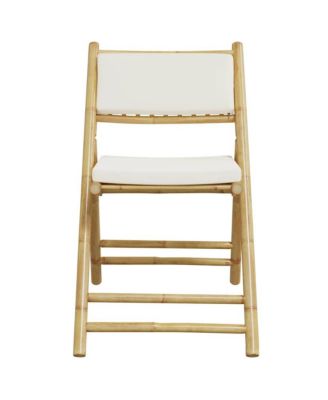 Bistro Chair Set of 2 Cream white Bamboo Standard Foldable