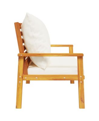 Garden Sofa Bench Cream White, Natural Wood