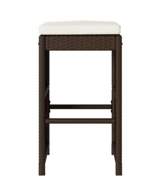 Garden Bar Stool Set of 2 Brown,Cream white