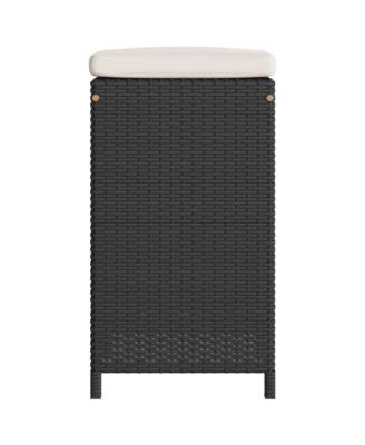 Garden Bar Stool Set of 4 Black, Cream