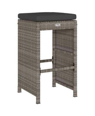 Garden Bar Stool Set of 4 Grey PE rattan Standard