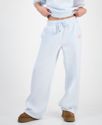 Juniors' Sequin Heart Wide-Leg Sweatpants