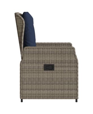 Reclining Patio Chair Gray PE rattan Standard Adjustable Feet