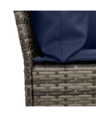 Patio Sofa with Cushions Gray Poly Rattan