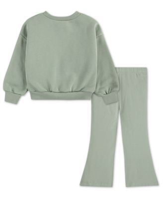 Girls 2T-6X 2-Piece Solid Crewneck Top and Leggings Set