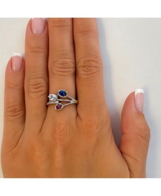 Multicolor Flower Ring for Women with Cubic Zirconia Stones